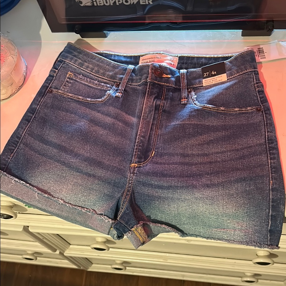 Abercrombie & Fitch Blue High-Waisted Jean Shorts